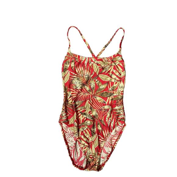Catalina Swimsuit Women 8/10 Swim One Piece Floral Tropical Open Back With Skirt - Picture 1 of 16
